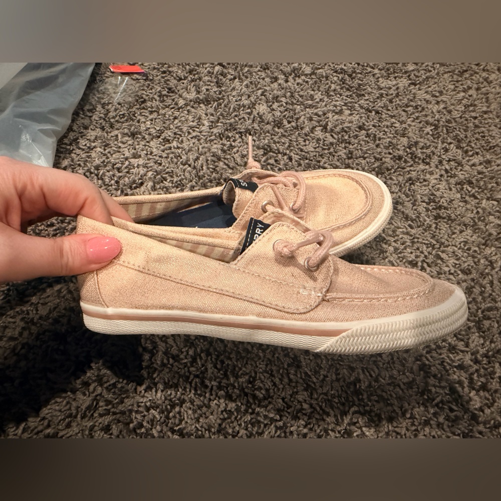 Sperry Canvas Boat Shoes in Rose Gold Tone